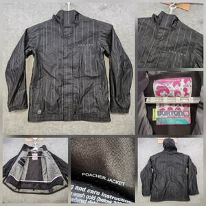Burton Poacher Jacket Mens Medium Black Pinstripe DRYRIDE Hooded Snowboarding